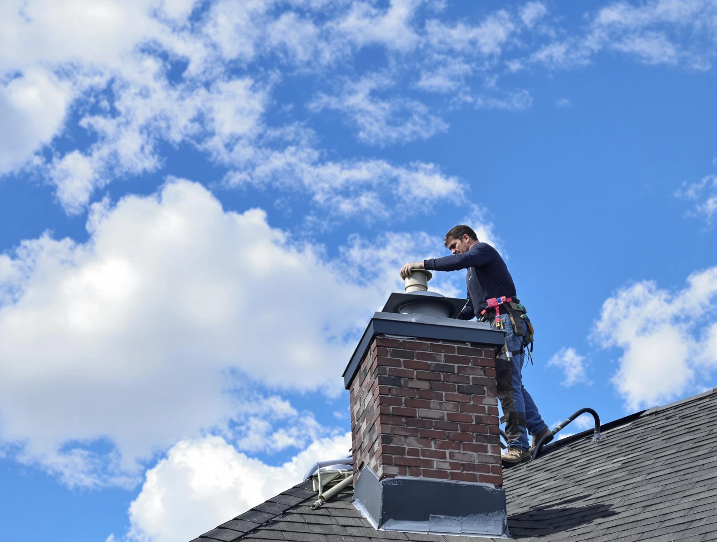 Clarksville Chimney Sweep installing a sturdy chimney cap in Clarksville, TN