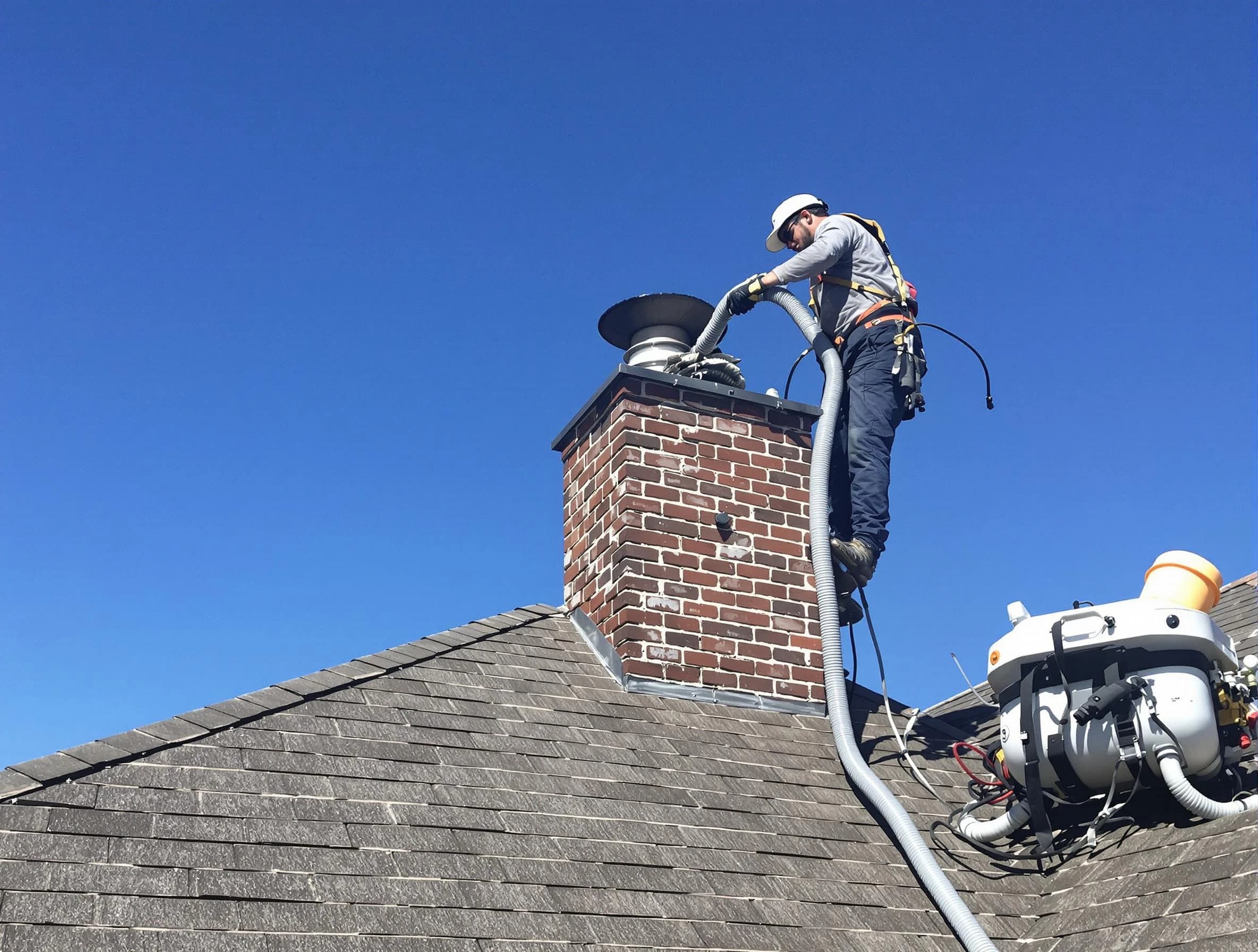 Dedicated Clarksville Chimney Sweep team member cleaning a chimney in Clarksville, TN