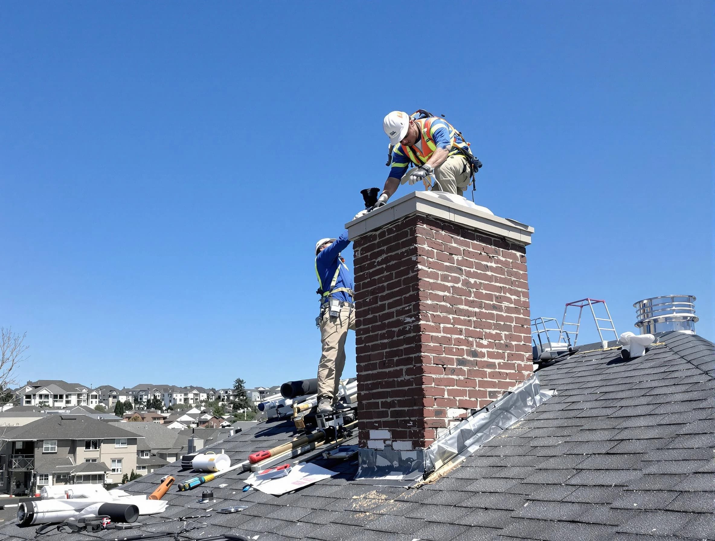 Clarksville Chimney Sweep repairing a chimney crown in Clarksville, TN