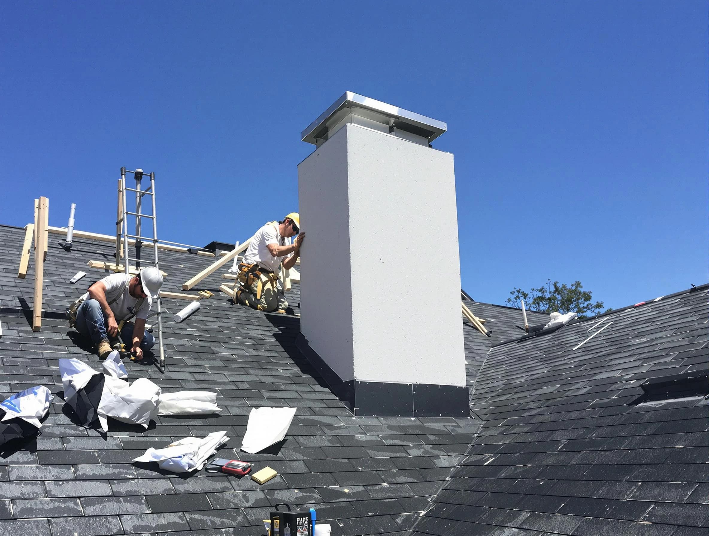 Clarksville Chimney Sweep crew installing a new chimney in Clarksville, TN