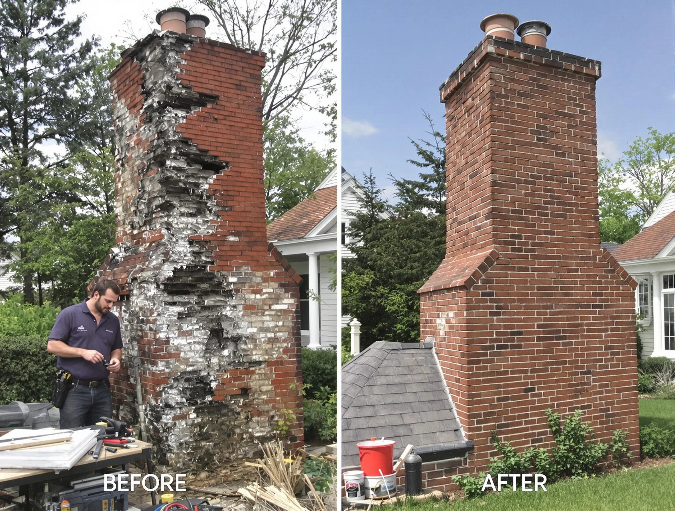 Clarksville Chimney Sweep performing a full chimney restoration in Clarksville, TN