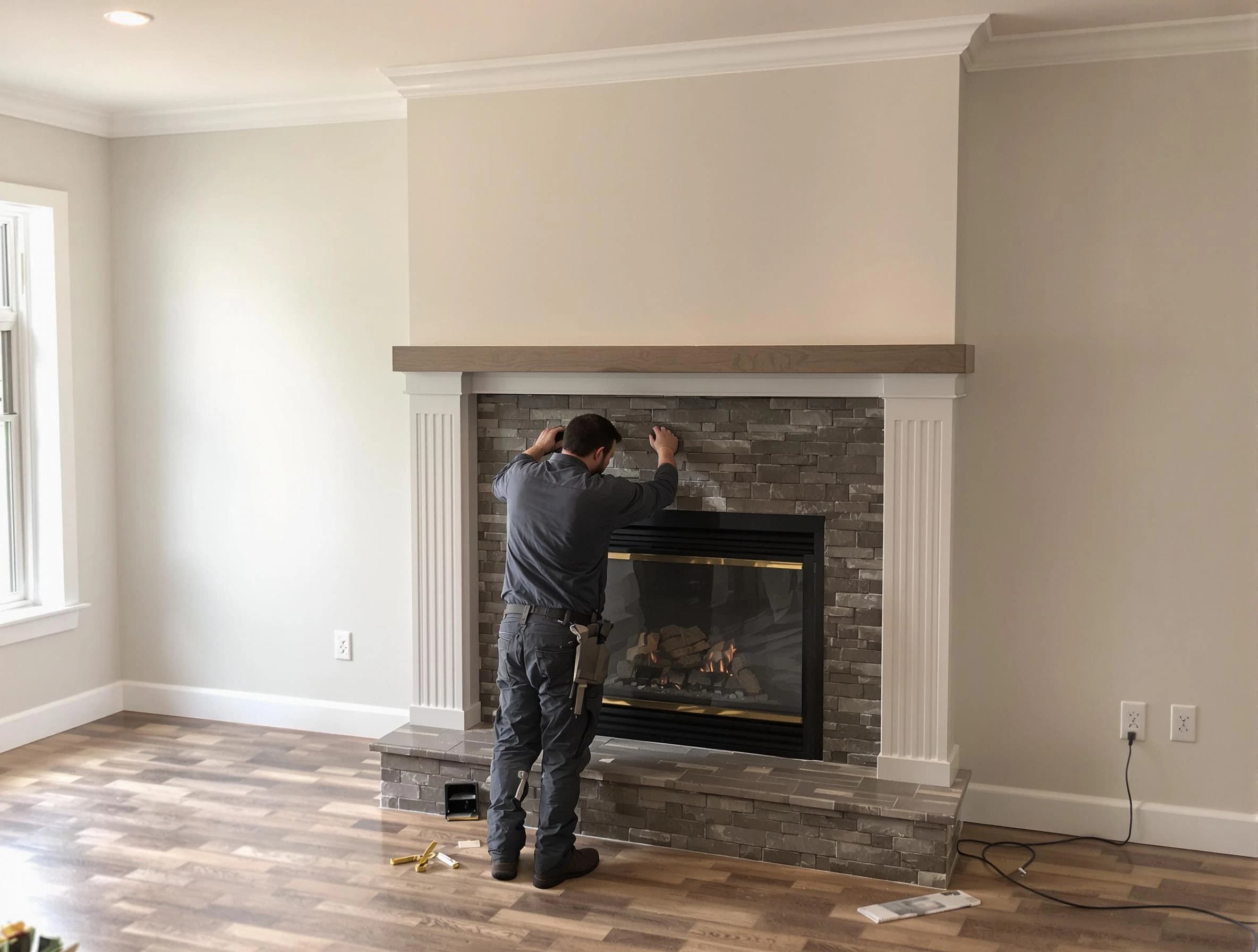Clarksville Chimney Sweep finishing a custom fireplace install in Clarksville, TN
