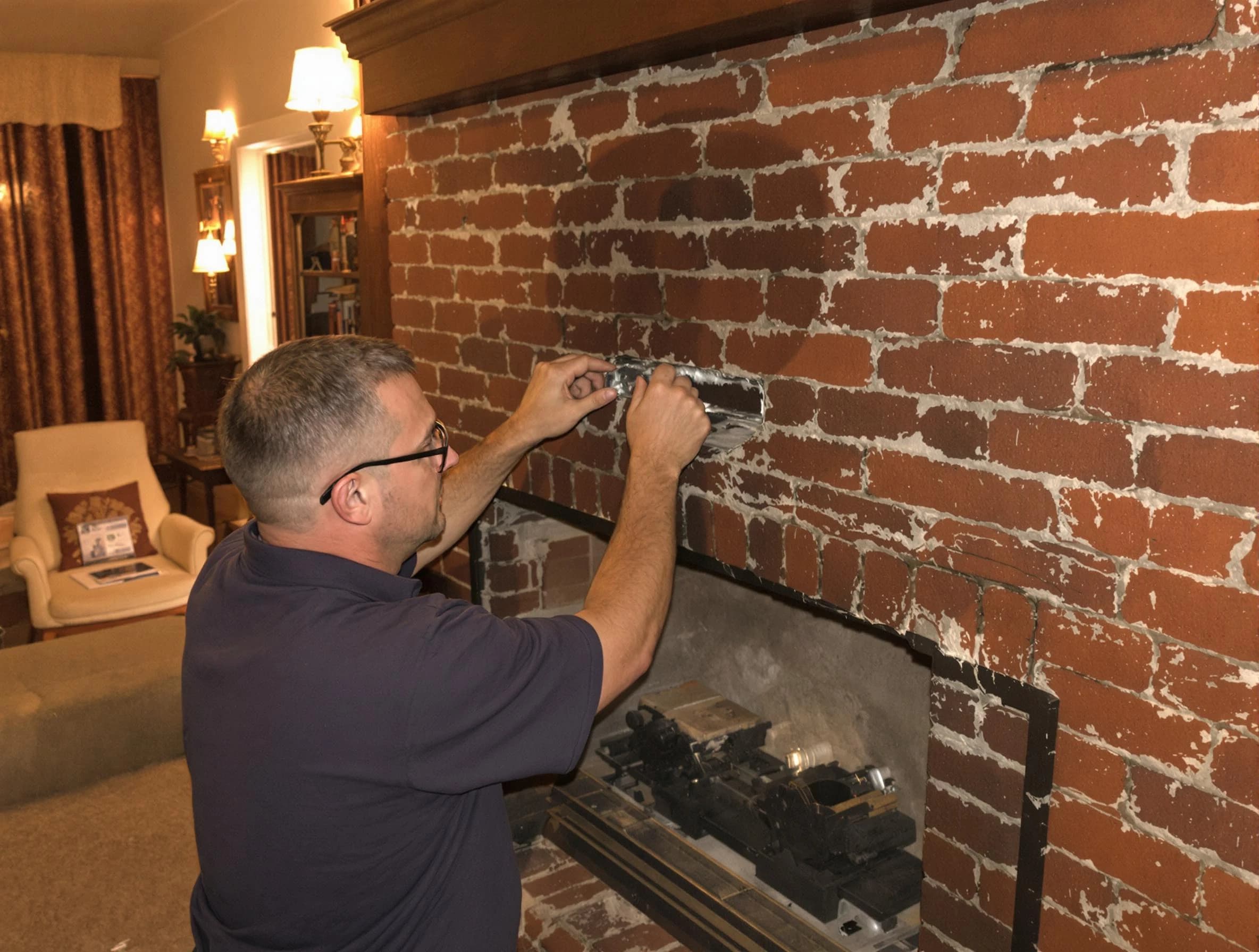 Clarksville Chimney Sweep expert fixing a fireplace in Clarksville, TN