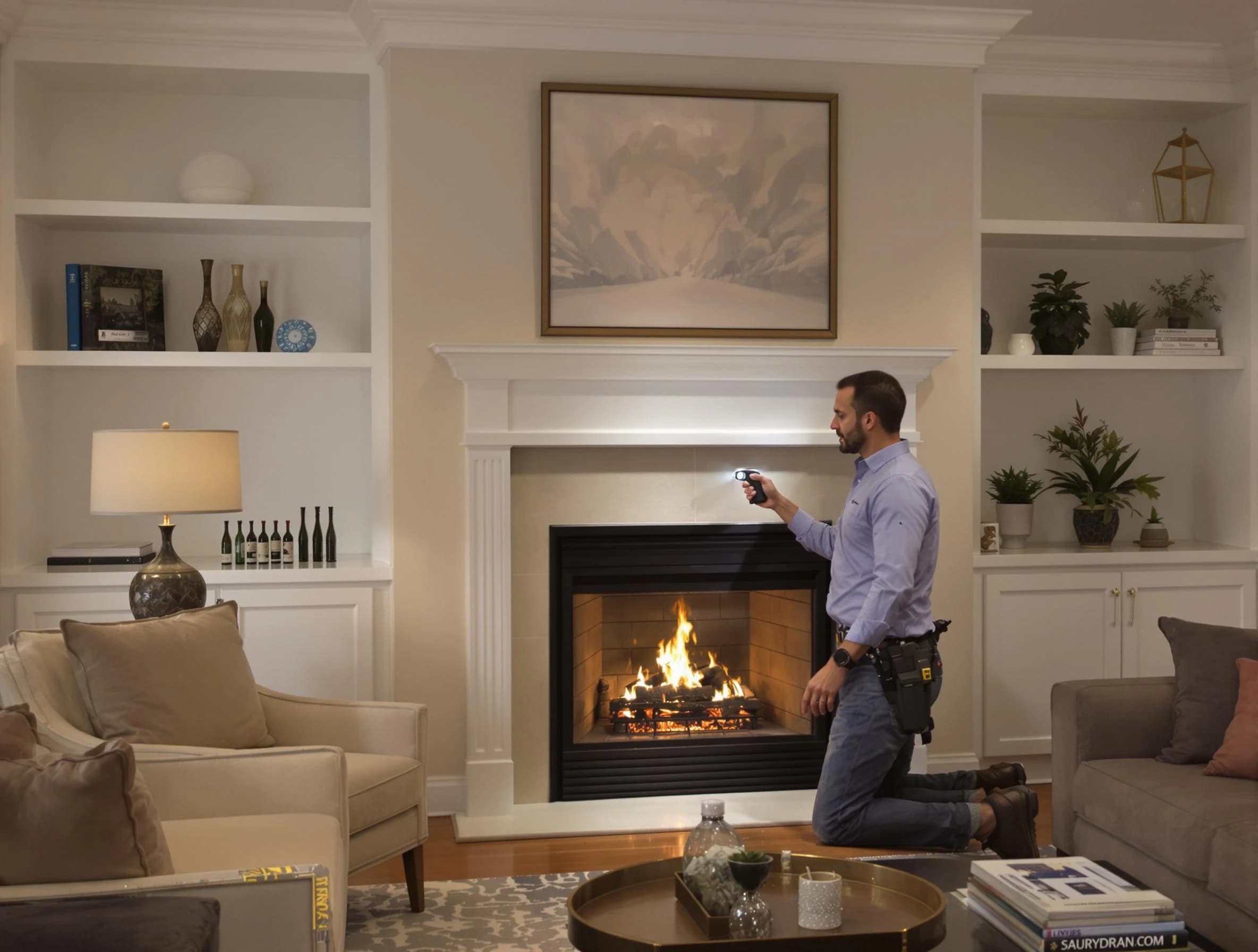 Clarksville Chimney Sweep conducting a fireplace safety inspection in Clarksville, TN