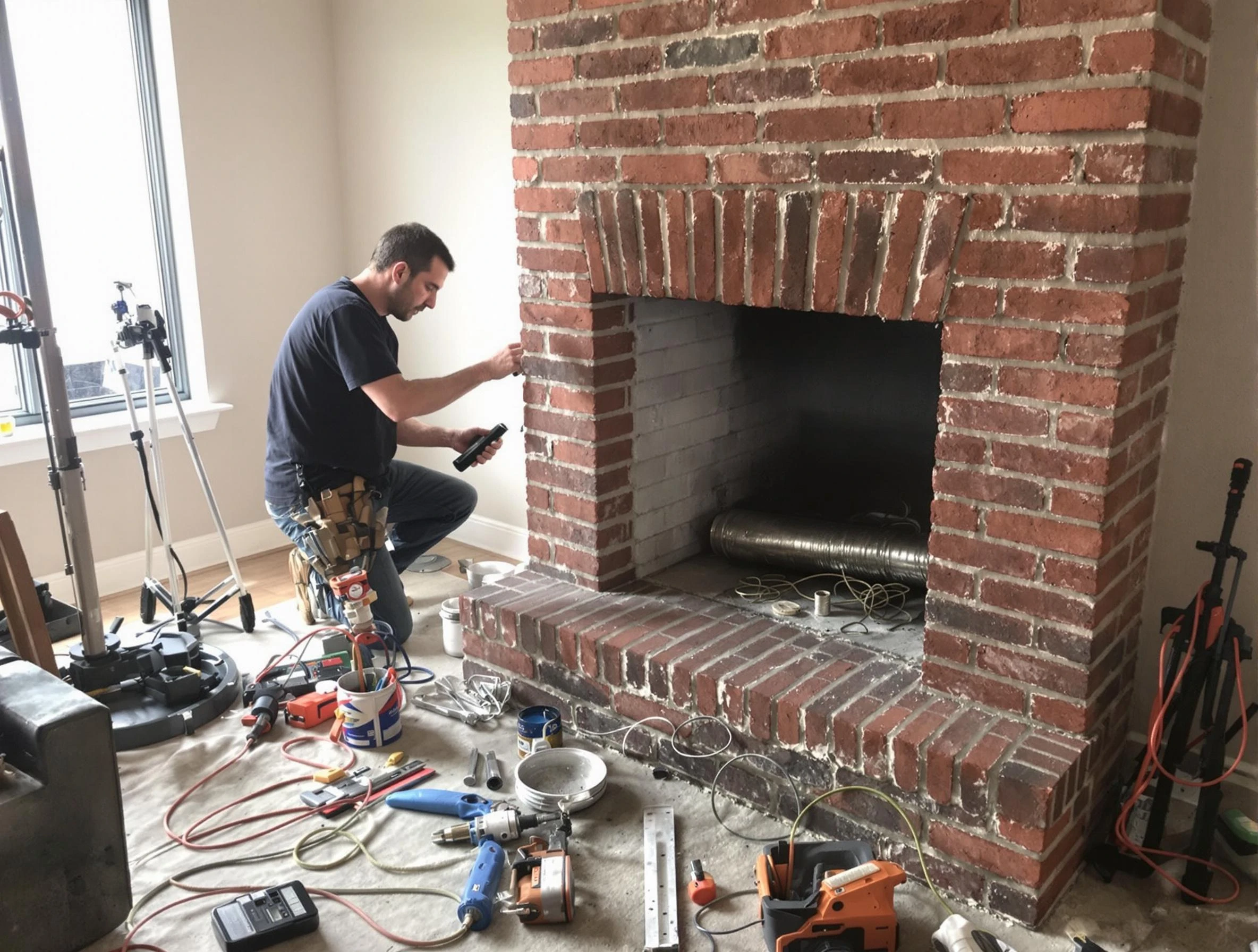 Clarksville Chimney Sweep specialist finalizing chimney liner service in Clarksville, TN