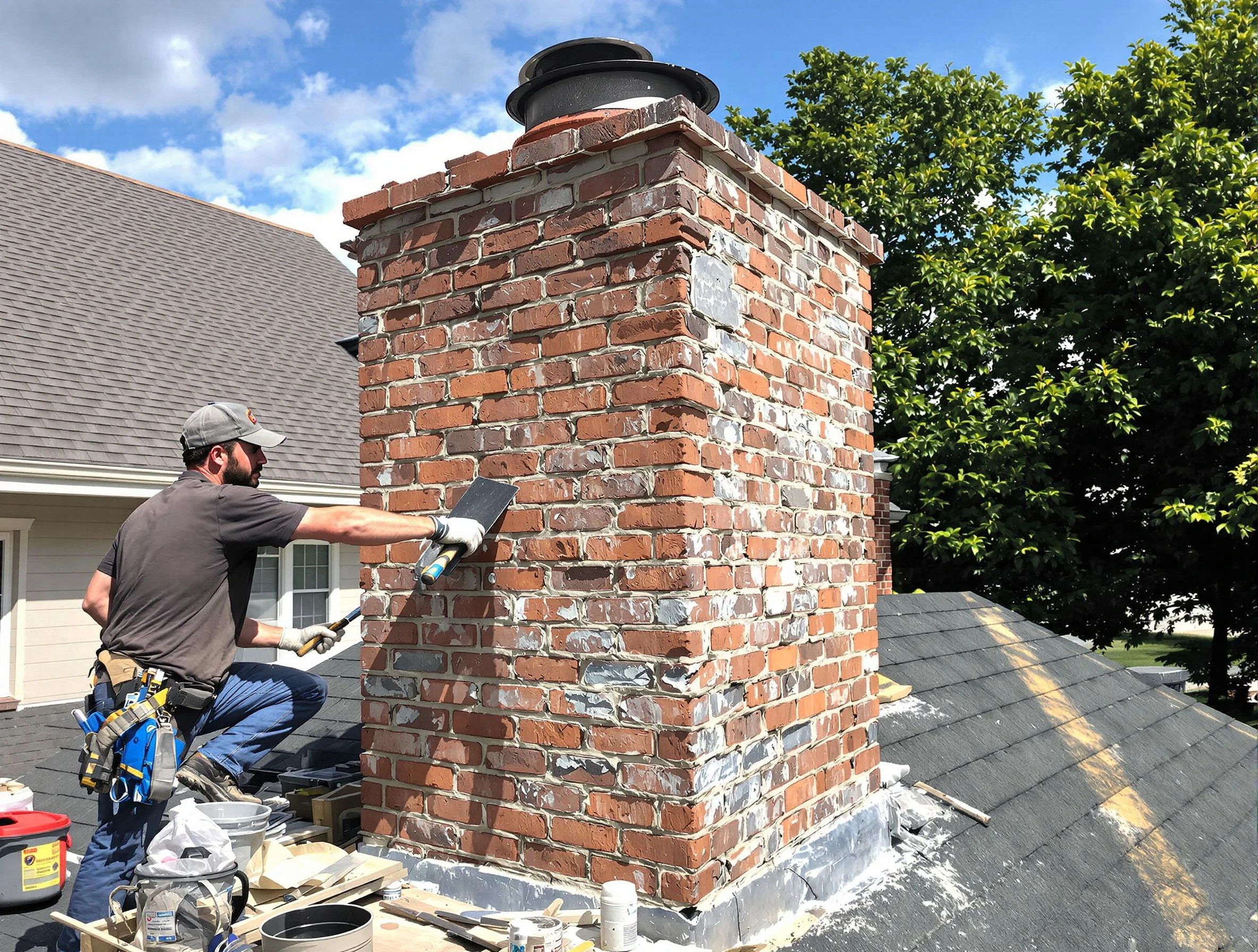 Completed chimney rebuild by Clarksville Chimney Sweep in Clarksville, TN