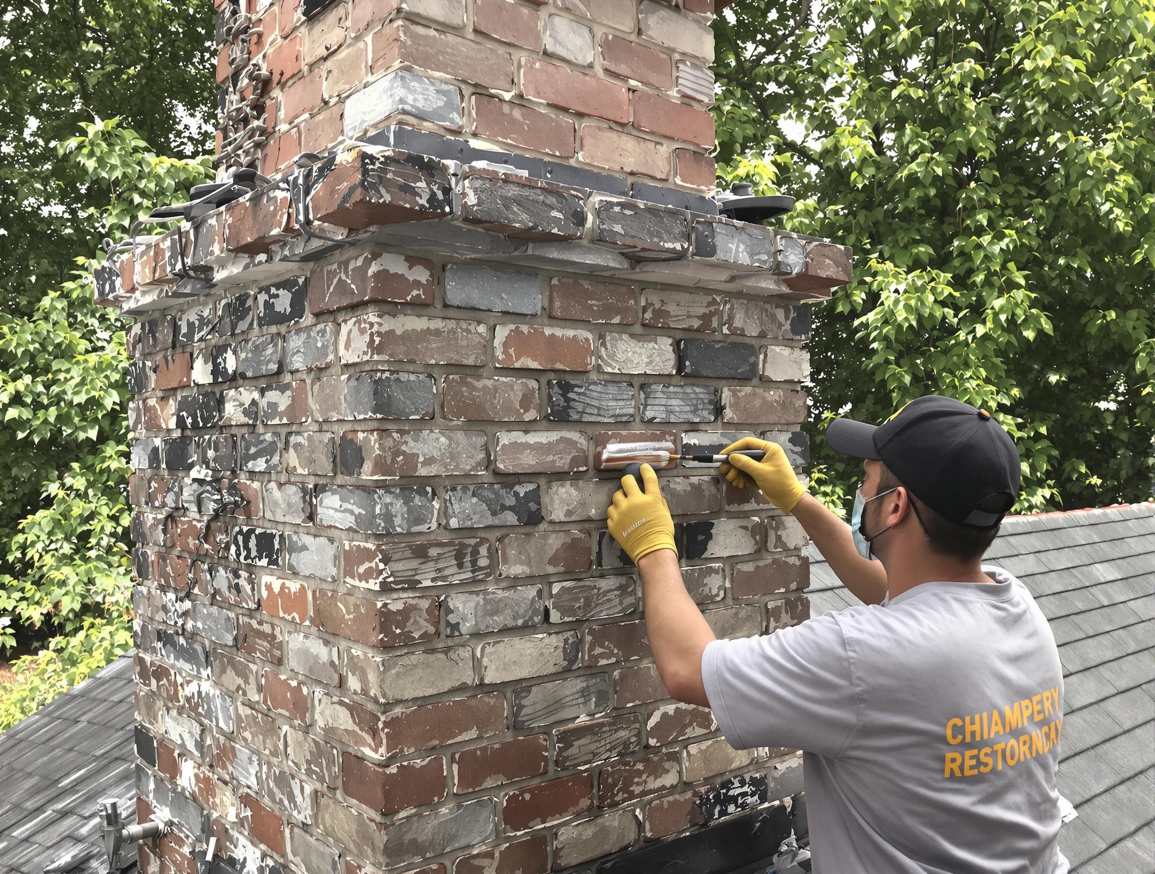 In-progress chimney restoration by Clarksville Chimney Sweep in Clarksville, TN