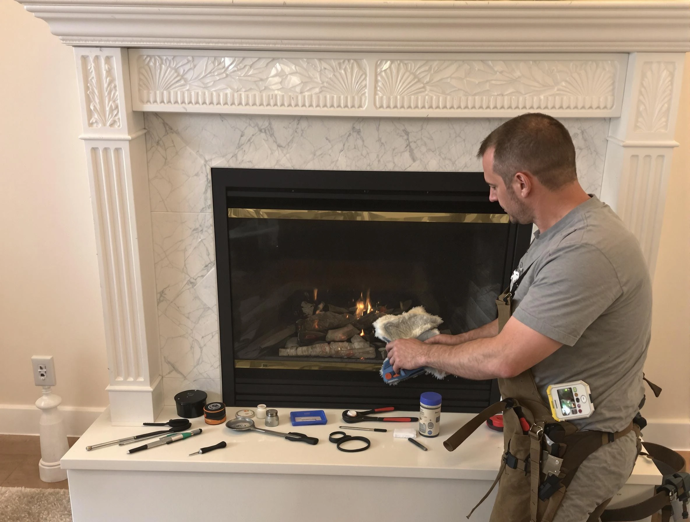Clarksville Chimney Sweep performing fireplace maintenance in Clarksville, TN